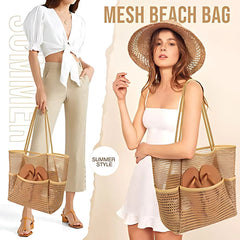 Women Swimming Beach Bag Portable One Shoulder Storage Bag Crossbody Bag Versatile Mesh Bag