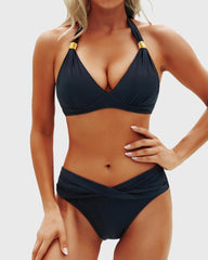 Women Two Piece Bathing Suits Push Up Bikini Set Halter Swimsuit Vintage Swimwear