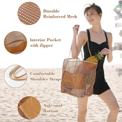 Women Swimming Beach Bag Portable One Shoulder Storage Bag Crossbody Bag Versatile Mesh Bag