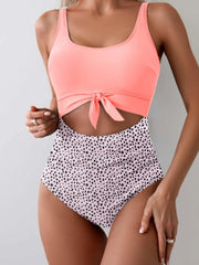 Women One Piece Swimsuit Tummy Control Slimming Bathing Suit Cutout Tie Knot Swimwear