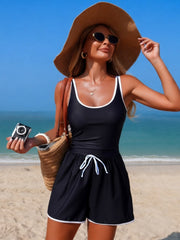 Women Modest One Piece Swimsuit Shorts Loose Fit Sport Bathing Suit