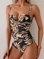 Women Push Up Wrap Front Swimsuit One Piece Tummy Control Bathing Suits Bandeau Support Slimming Swimwear