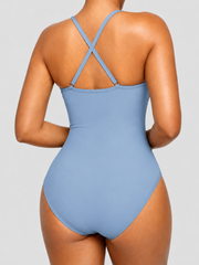 Womens Swimsuits Tummy Control Bathing Suit Slimming One Piece U-Ring Shapewear Swimwear