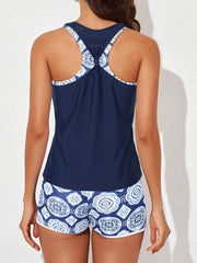 Women Athletic 3 Piece Tankini Swimsuits with Shorts Swim Tank Tops