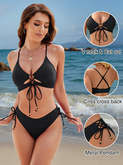 Women Bikini Sets Two Piece Swimsuit 2026 Curvy Cutout String Bathing Suit