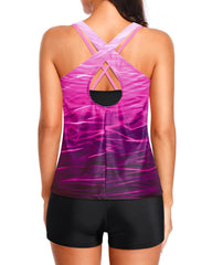 Women 3 Piece Tankini Swimsuits Tummy Control Bathing Suits