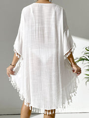 Women Swimsuit Coverup Crochet Chiffon Tassel Cover Ups Dress Summer Swimwear Beach Lace Pullover Bathing Suit