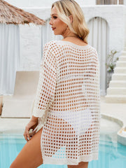 Women Crochet Swimsuit Cover Ups Sexy Mesh Hollow Out Bikini Cover Up Summer Beach Swimwear