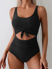 Women One Piece Swimsuit Tummy Control Slimming Bathing Suit Cutout Tie Knot Swimwear