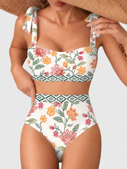 Women Tie Shoulder Bikini Sets 2 Piece Striped Swimsuits High Waisted Bathing Suits