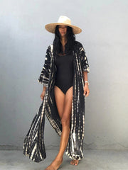 Women Green Hooded Printed Beach Vacation Swimsuit Cover Up