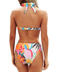 Women Two Piece Bathing Suits Push Up Bikini Set Halter Swimsuit Vintage Swimwear