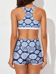 Women Athletic 3 Piece Tankini Swimsuits with Shorts Swim Tank Tops